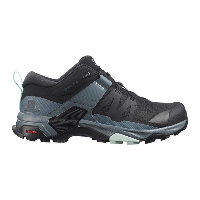 Salomon Israel X ULTRA 4 GORE-TEX - Womens Hiking Shoes - Black/Blue (FJZS-13925)